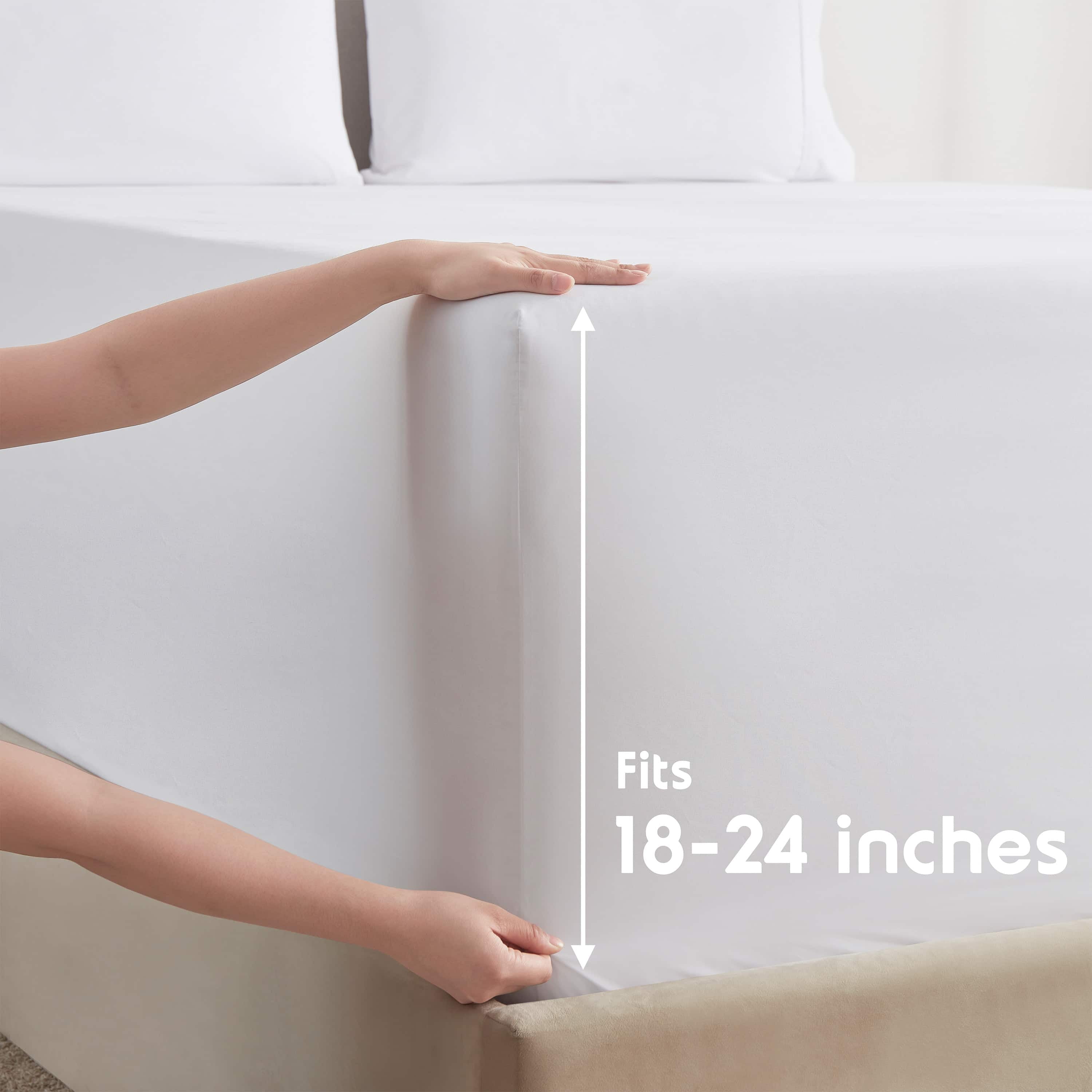 LammaLoe Extra Deep Pocket King Sheets set, Fits 18"-24" Mattress, 6 Piece Soft Microfiber Bed Sheet Sets, White
