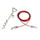thumbnail image 4 of Cable y estaca para amarre de perros Cable para correa de perro exterior con estaca Espiral antioxidante Cable Rojo 500cm, 4 of 9