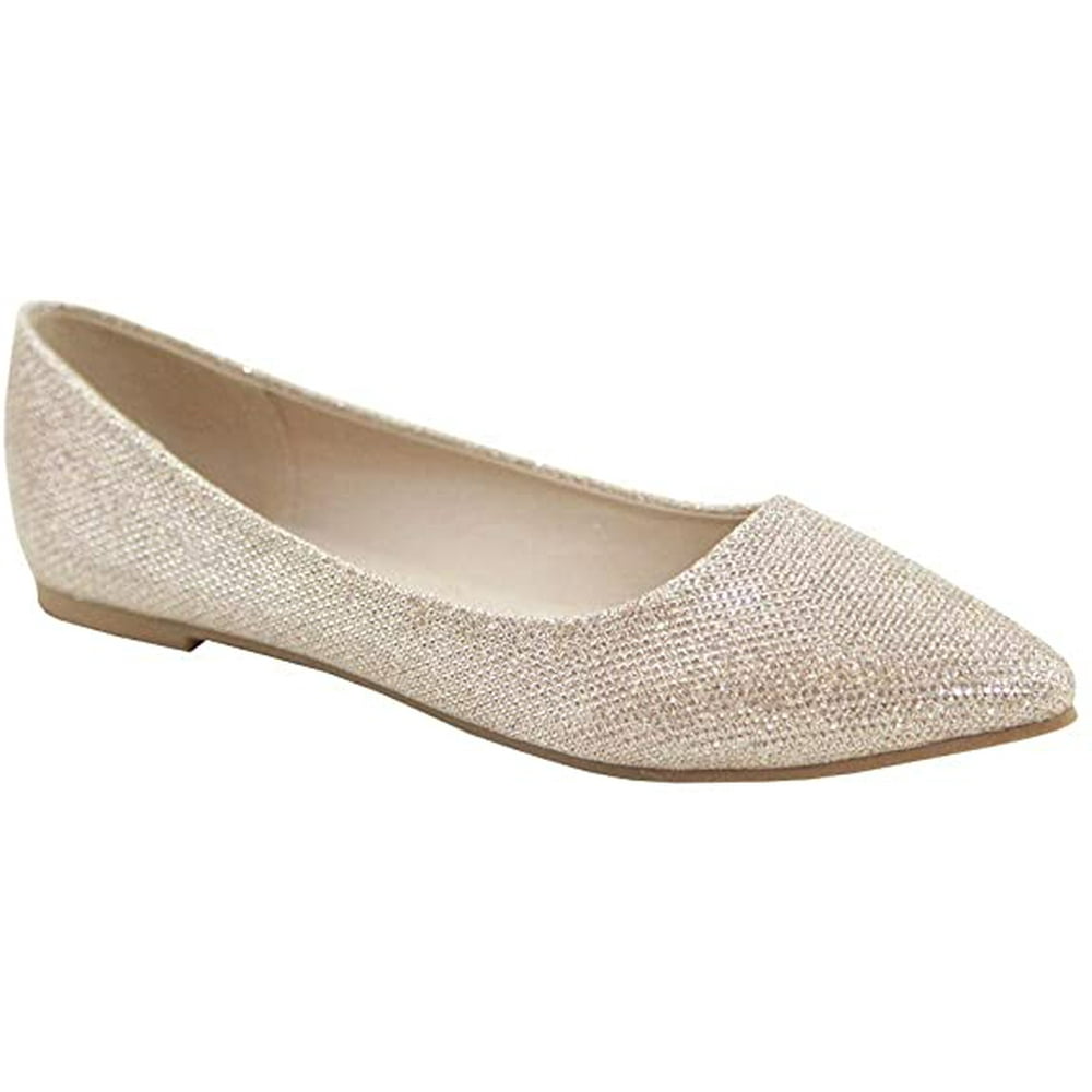 Bella Marie - BELLA MARIE Angie-53 Champagne, Women's Pointy Toe Slip