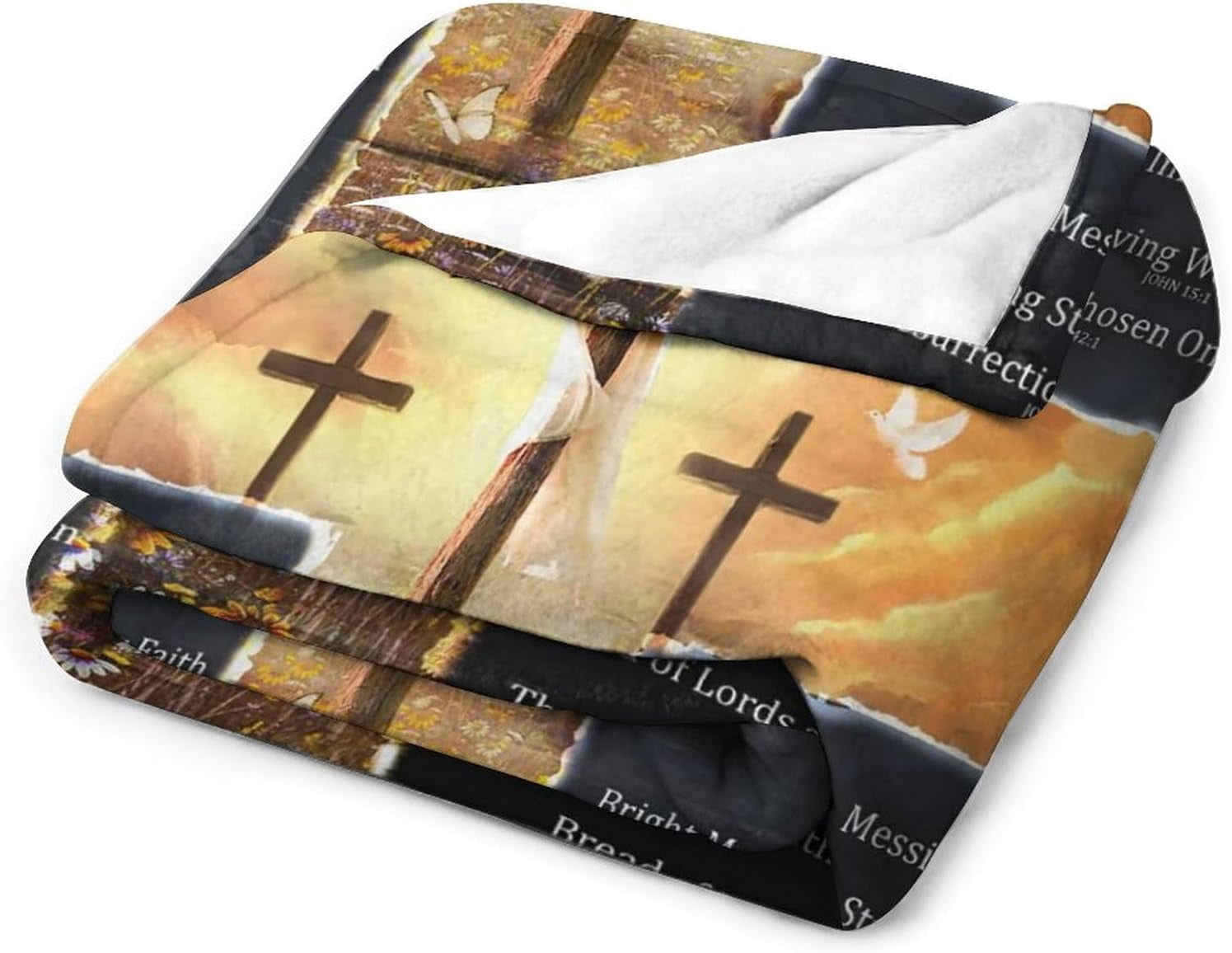 Christian Cross Bible Verse Blanket Christ Religious Throw Blanket Jesus Scripture Faith Catholic Inspirational Gifts for Women Men Winter Warm Soft Plush Fleece Flannel Blanket for Adult Kids 50"x60"