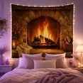 thumbnail image 2 of Stone Fireplace Beside a Woven Firewood Basket, Cozy Rustic for Home Decor Lovers, Hearth Wall Art, Housewarming Gift, Tapestry Wall Hanging for Living Room and Den, 2 of 7