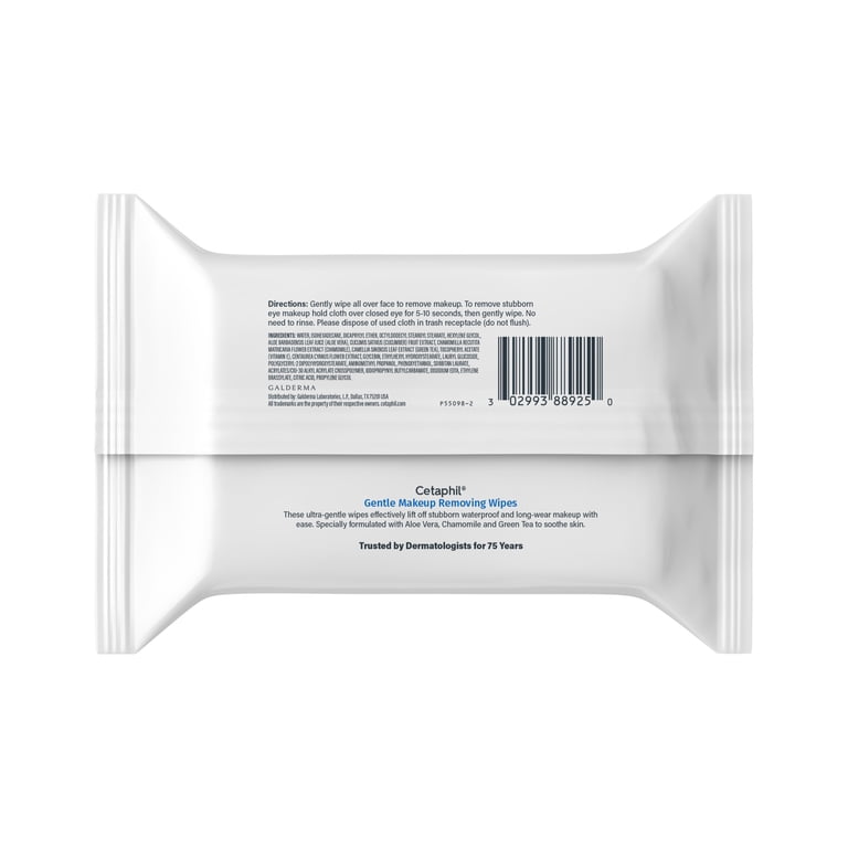 Cetaphil Gentle Makeup Remover Face Wipes, Fragrance Free, 25 ct photo 7