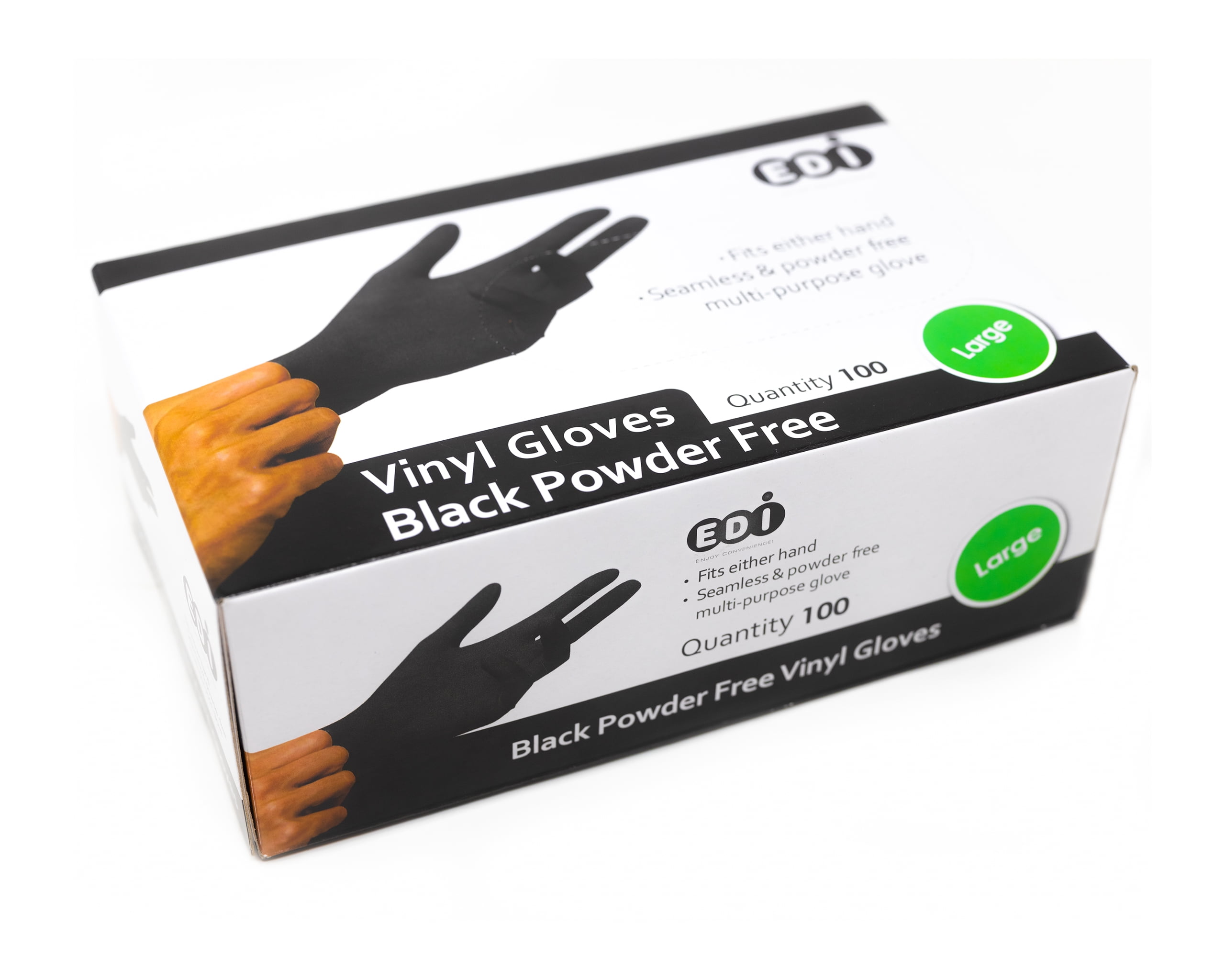 EDI Black Vinyl Gloves (Large)