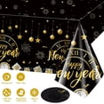 thumbnail image 3 of 162PCS New Years Eve Party Supplies Tableware Set for 20 Guests, Black Gold Happy New Years Banner Tablecloth Plates Cups Napkins for 2026 NYE Eve Party Decorations, 3 of 7