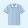thumbnail image 4 of Uniform Shirts for Boys Fashion Striped Short Sleeve Turndown Collar Pullover Tops Kids Clothes Size 2-15, 4 of 5