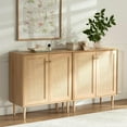thumbnail image 3 of EYYTHUNG Accent Storage Cabinet with Rattan Doors, Small Sideboard Boho Buffet Kitchen Bar Cabinet, Natural Oak, 3 of 8