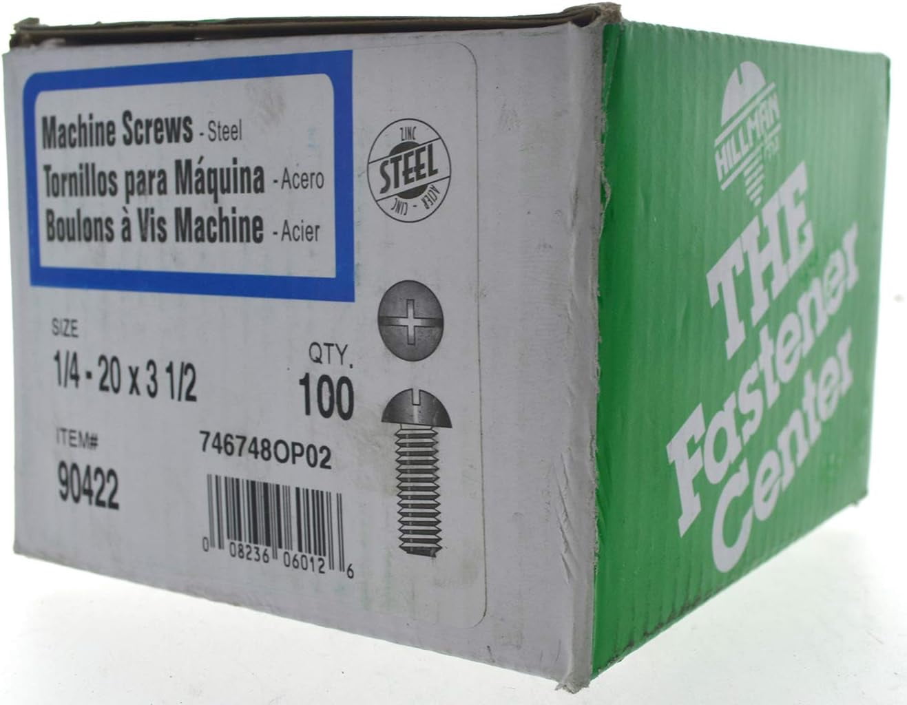 The Hillman Group 90422 1/4-20-Inch x 3-1/2-Inch Round Head Combo Machine Screw, 100-Pack