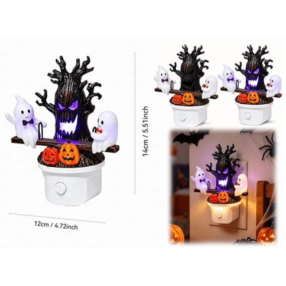 Animated Seesaw Ghosts Night Light, 3D Glowing Ghost Night Light On The Seesaw, Halloween Ghost Nigh-t Lights, Plug-in LED Nightlight, Halloween Decor for Bedroom Bathroom Hallway (1PC)