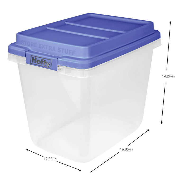 Hefty 32 qt. Clear Storage Bin with Blue Hi-Rise Lid