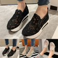 thumbnail image 5 of Oyedens Lace Flower Platform Fashion Sneakers For Women Ladies With Hidden Wedge Breathable Chunky High Heels Slip On Loafers Walking Shoes, 5 of 6