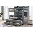 thumbnail image 4 of Newest Twin over Twin Bunk Bed with Trundle & 3 Drawers, Classic Solid Wood Frame with Ladder and Safety Rail, Gray, 4 of 13