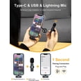 thumbnail image 2 of Micrófono Lavalier inalámbrico, Micrófono Lavalier inalámbrico de 2,4 GHz (Lightning) para teléfono Android iPhone PC Ipad Vlog Youtube TIK Tok Vlog, Micrófono Lavalier inalámbrico-Smartphone, 2 of 5