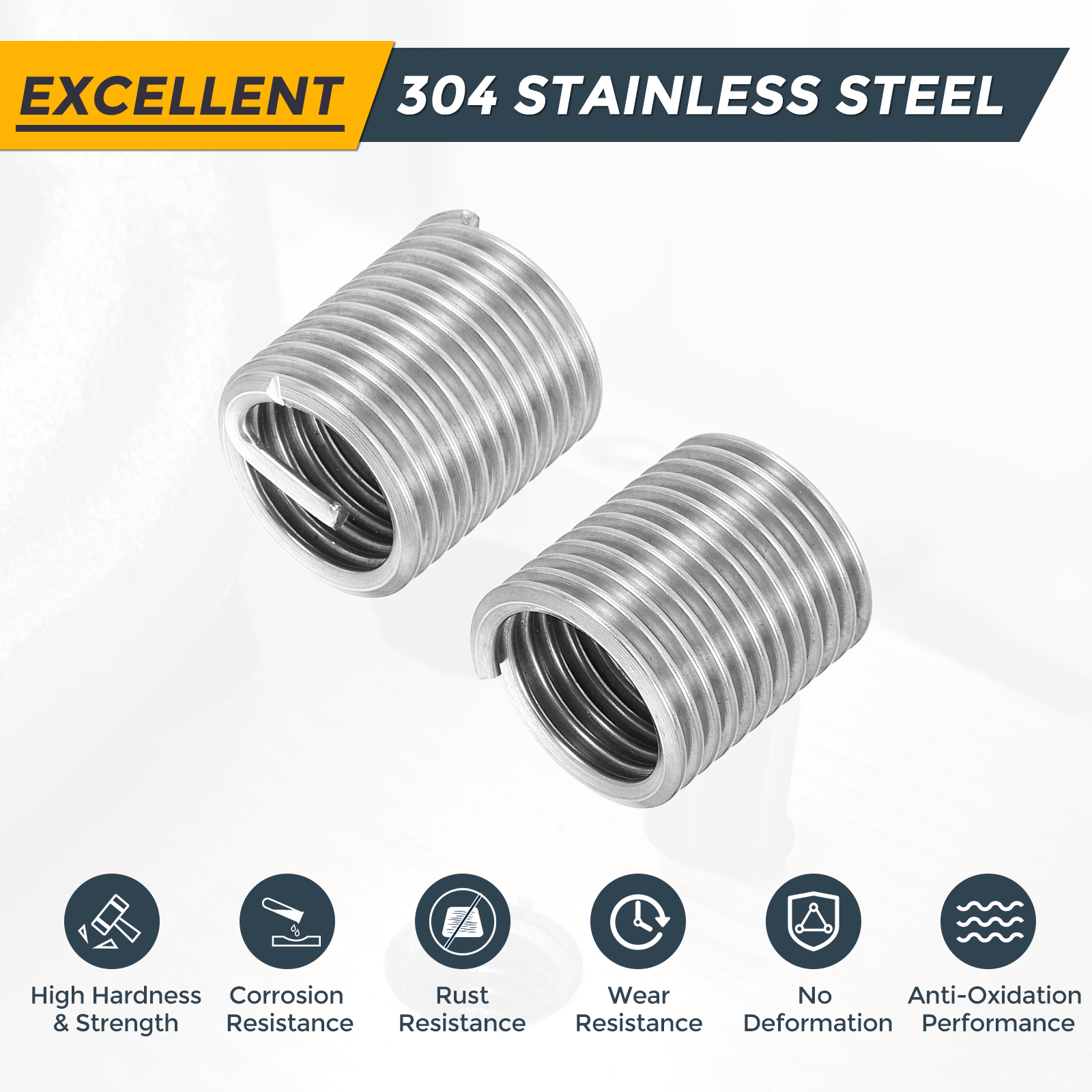 Uxcell 15pcs Wire Thread Inserts M18 x 2.5 x 2D Metric Helical Threaded Sleeve