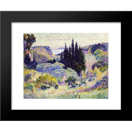 Cypress, April 20x24 Framed Art Print by Henri-Edmond Cross