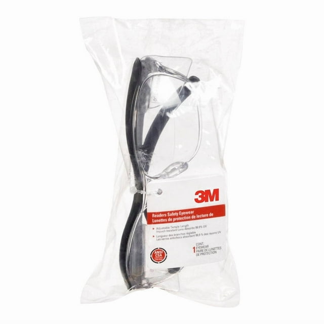 Gafas de seguridad 3M antivaho con lente transparente, marco negro +1.5