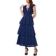 thumbnail image 1 of Vestido de encaje para mujer INSPIRE CHIC para invitada de boda, cóctel, noche, con volantes, mangas tipo capucha, vestido maxi en capas A-Line, M azul, 1 of 6