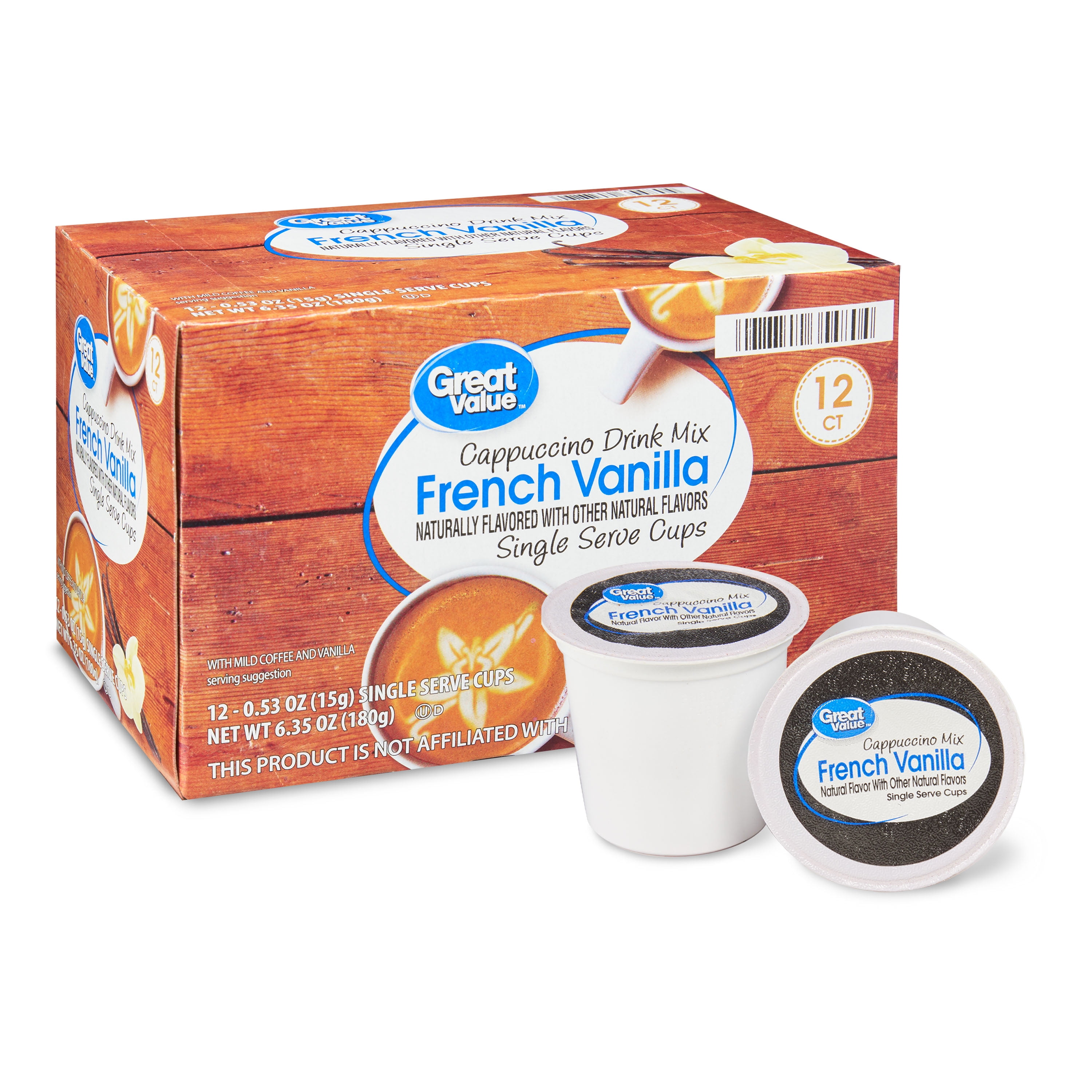 Great Value French Vanilla Cappuccino Mix Coffee Pods, 12 Count