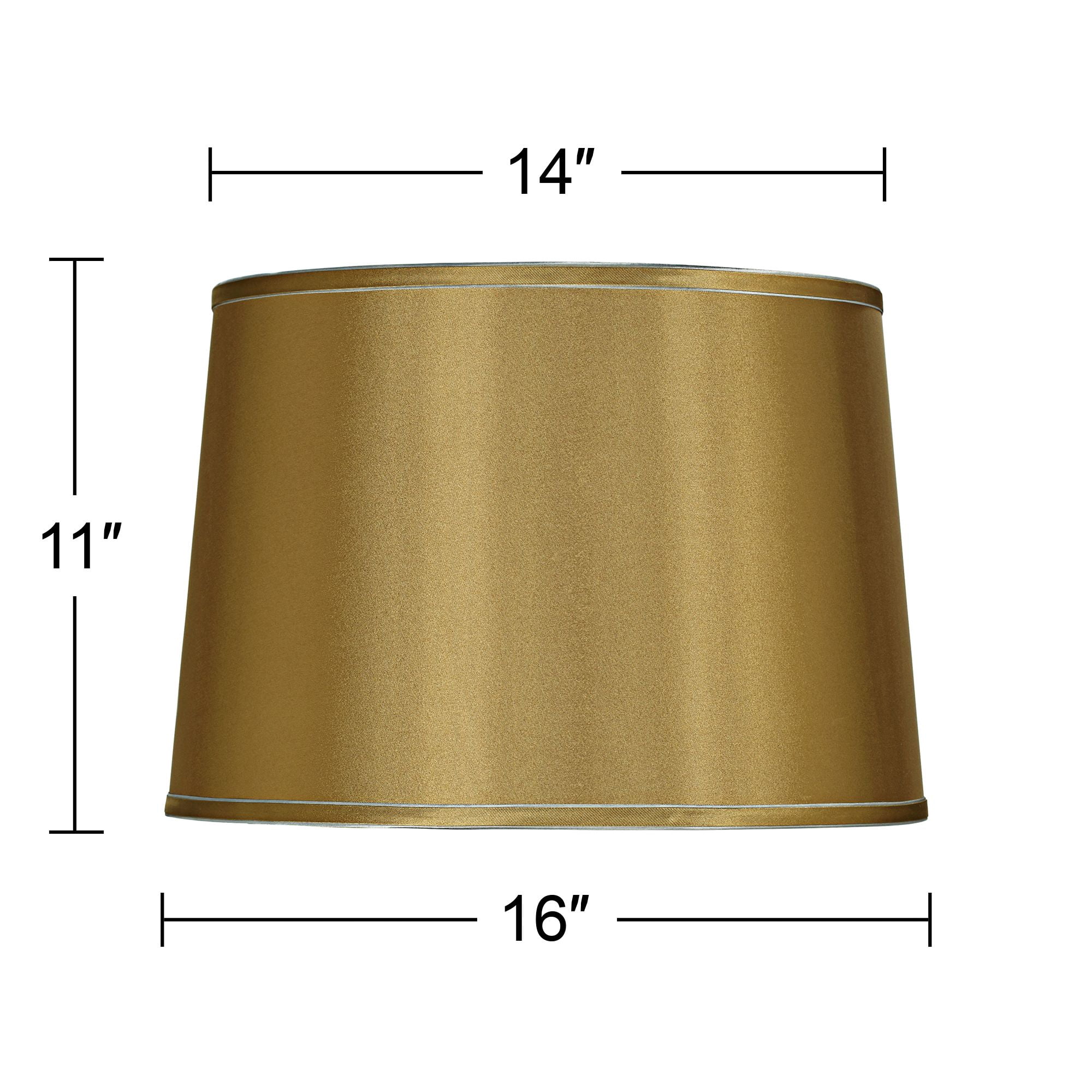 Springcrest Sydnee Gold with Silver Trim Medium Drum Lamp Shade 14" Top x 16" Bottom x 11" Slant (Spider) Replacement with Harp and Finial