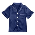 thumbnail image 6 of dmqupv Girls Pajamas Girls Pajamas Silk Satin Pajama Sleepwear 1T 2T 3T 4T 5T Button Down Pj Set Loungewear Navy,12-13 Years, 6 of 7