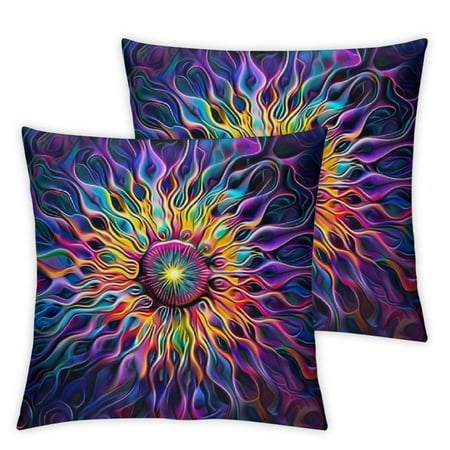 

Wuche Psychedelic Art Short Plush Pillow Covers Set of 2 for Car Couch Bedroom All Year Round Use 22x22in