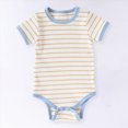 thumbnail image 5 of Baby Onesies Boy Unisex Baby Boy Girl Striped Romper Waffle Short Sleeve Bubble Oversized Romper Bodysuit Summer Onesie Clothes, 5 of 6