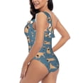 thumbnail image 5 of Yiaed French Bulldog Yoga Print Women One Piece Swimsuits Tummy Control One Shoulder Bathing Suits Pattern Ruffle Swimwear-Small, 5 of 8