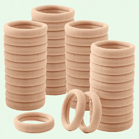 VANIDO 100 Pcs Seamless Thick Hair Ties, No Damage Ponytail Holders for Thick Hair (Light Blonde Colors)