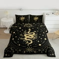 thumbnail image 3 of Manfei Black Gold Snake Bedding Comforter Set for Adult, Western Bohemian Stars Moon Twin Comforter Sets, Mandala Theme Reversible Bedding Set, Lightweight Room Decor, 2 Pieces, 3 of 9
