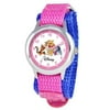 Pooh and Friends Girls'Stainless Steel Time Teacher Watch, Pink Nylon Strap