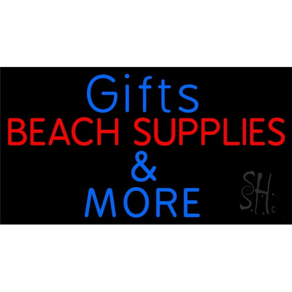 Gifts Blue Beach Supplies LED Neon Sign 13" Tall x 24" Wide - inches, Black Square Cut Acrylic Backing, with Dimmer - Premium built indoor Sign for Storefront, Store interior.
