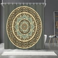 thumbnail image 4 of Boho Vintage Floral Fabric Shower Curtain for Bathroom Decor Olive-Green Zen Spa Yoga Flower Bathroom Curtain Dark Green Geometric Boho Lotus Floral Bath Set with Hooks Waterproof,72x72inch, 4 of 6