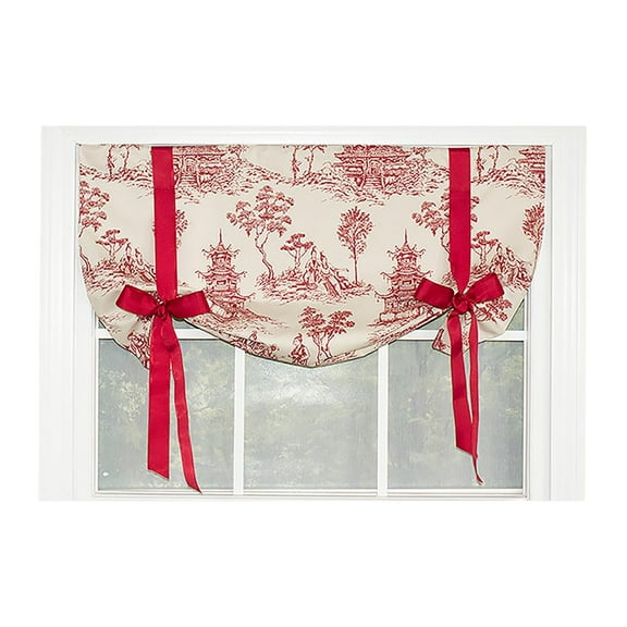 Naomi Tie-Up Ribbon Tie 3" Rod Pocket Valance 50" x 21" Red by RLF Home