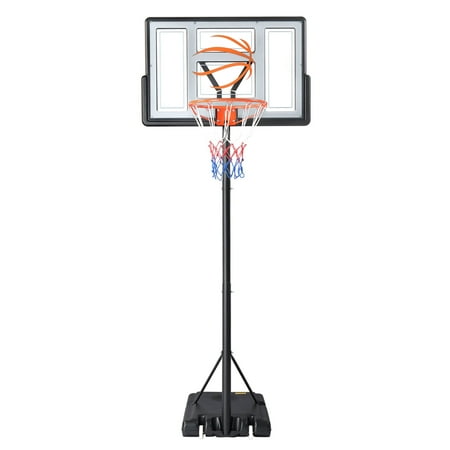 Ktaxon Portable Basketball Hoop Outdoor  Basketball Goal System 4.4-10ft Height Adjustable  44inch Shatterproof Backboard Gray Orange