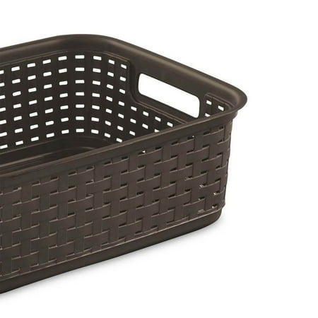Sterilite - Decorative Wicker-Style Short Weave Basket (6 Pack) - Espresso
