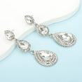thumbnail image 5 of Tilga Old Fashion Wedding Bridal Teardrop Long Earrings with Crystal for Women Dangle Drop Jewelry Prom Special Occasion Party (Silver), 5 of 6