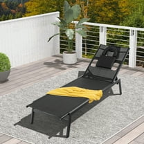 Gymax Patio Sunbathing Lounge Chair w/ Face Hole & Detachable Head Pillows Poolside
