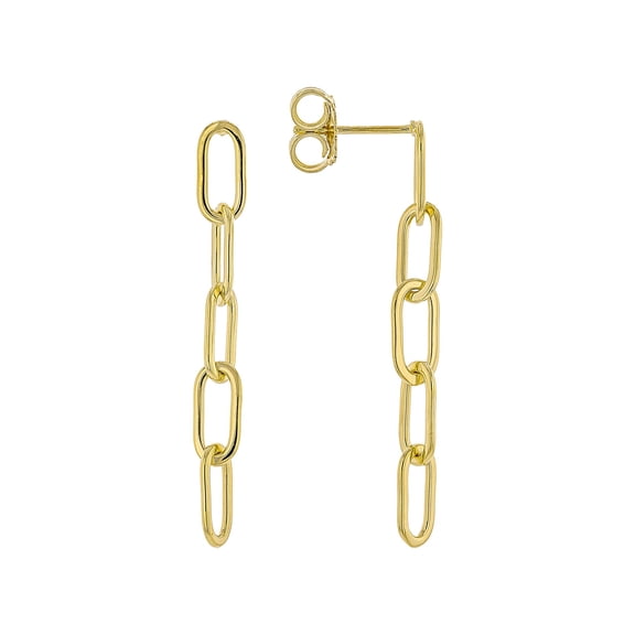 JTV 18k Yellow Gold Over Sterling Silver Paperclip Chain Dangle Earrings