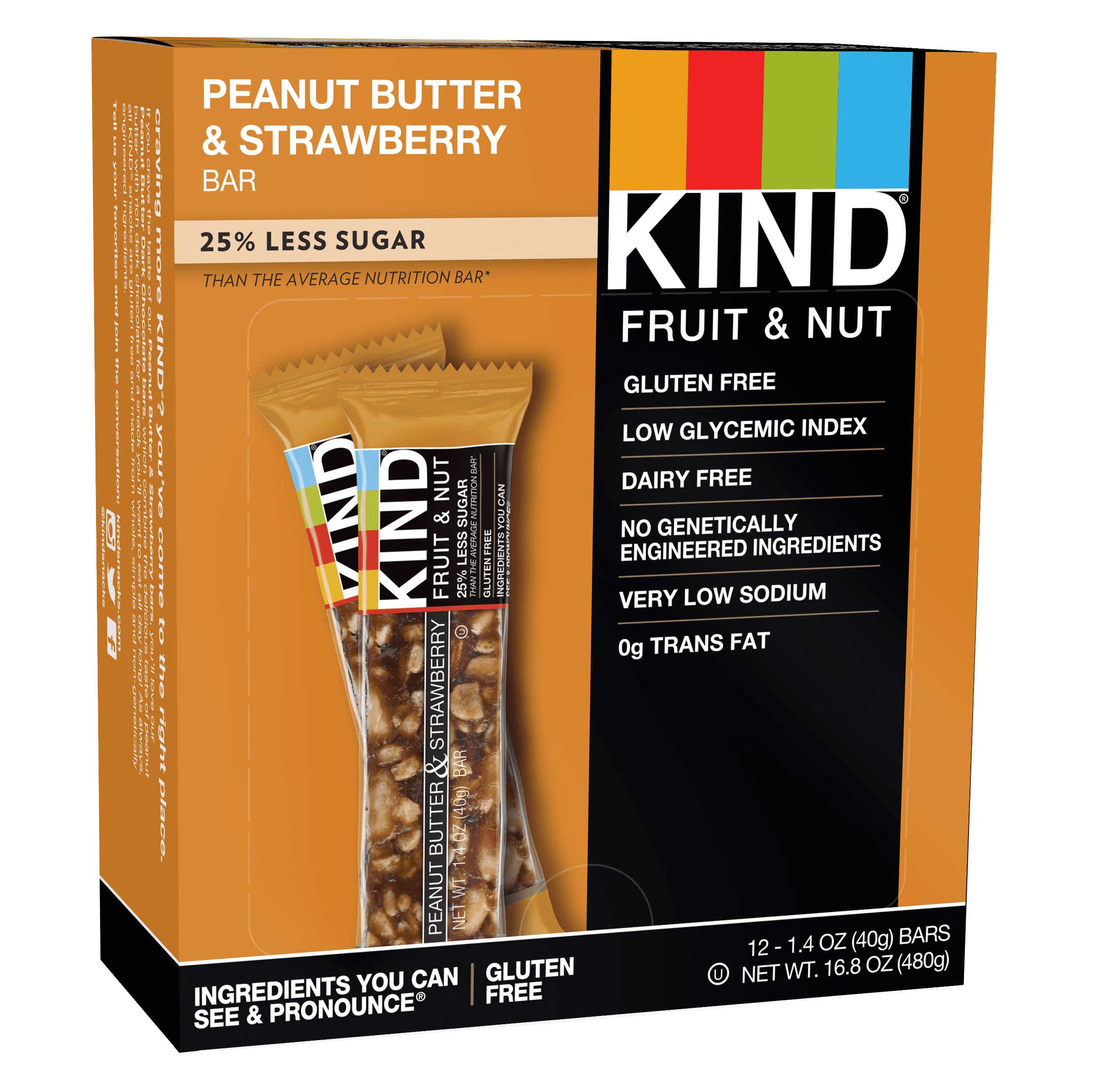 KIND Bars, Peanut Butter & Strawberry, Gluten Free 1.4oz, 12 Snack