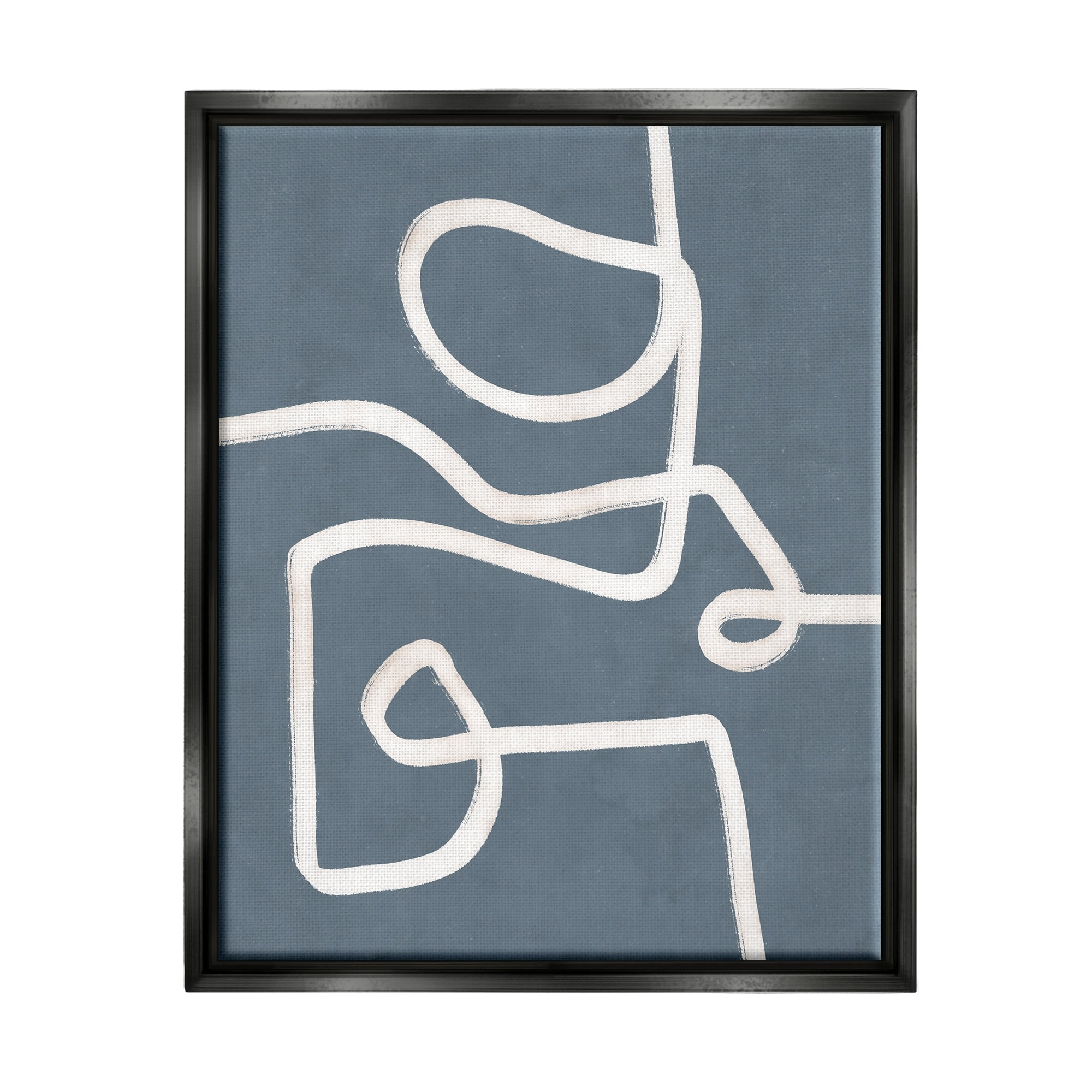 Stupell Industries Abstract Squiggle Shape Contemporary Paint Stroke Design Graphic Art Metallic Gold Floating Framed Canvas Print Wall Art, Design by Nina Blue