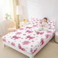 thumbnail image 2 of Manfei Pink Girly Bow Knot Fitted Sheet Queen,Cute Cartoon Flowers Bedding,3-Piece,1 Fitted Sheet and 2 Pillowcases, 2 of 6
