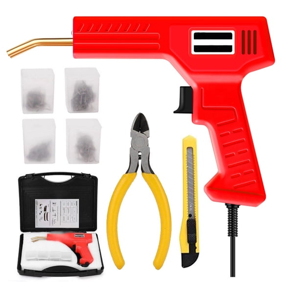 Upgraded Plastic Welder Kit,2 in 1 Plastic Welder Soldering Gun with Weld Rods,Hot Staples Weld Gun Repair Kit for Car Bumper And Most Plastics(Red)