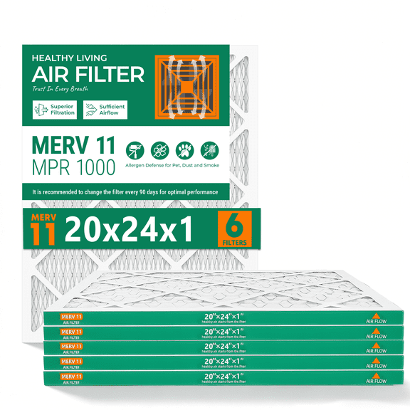 SUIXINEYI MERV11 20x24x1 Pleated Air Filter MPR1000 HVAC Furnace Air Condition Filter,6 Filters