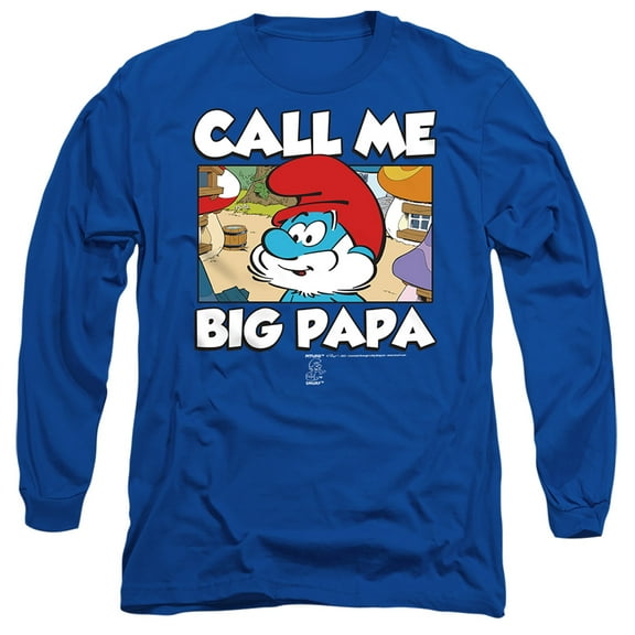 Smurfs Call Me Big Papa Unisex Adult Long-Sleeve T Shirt,Call Me Big Papa Royal Blue,Small
