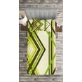thumbnail image 3 of Ambesonne Geometric Quilted Bedspread Set 2 Pcs, Trippy Diamond Shapes, Twin Size, Lime Green Army Green, 3 of 3