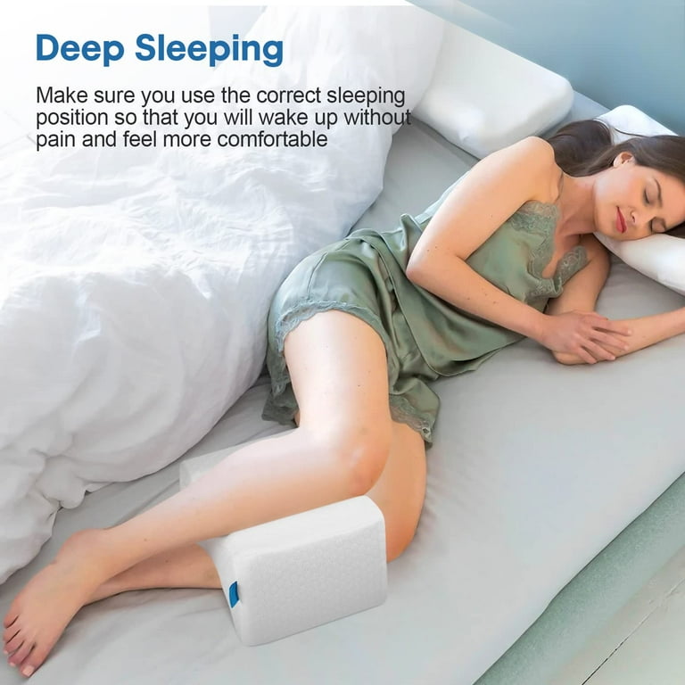 ASYTTY Memory Foam Knee Pillow for Side Sleepers Knee Leg Cooling Orthopedic Pillow Memory Foam Body Pillows Leg Pillow for Sleeping Lower