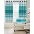thumbnail image 2 of Fsddascl Turquoise Ombre Stripe Blackout Curtains for Bedroom/Living Room, Thermal Insulated Kitchen Curtains, Farmhouse Striped Gradient Grommet Darkening Window Treatment Drapes 52"x72"x2, 2 of 8