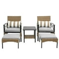 thumbnail image 3 of SYNGAR 5 PCS PE Rattan Sofa Set, Patio Conversation Furniture Set with Ottoman, Coffee Table and Cushioned Chair, Outdoor Wicker Sectional Furniture Set for Balcony, Poolside, Garden, Gray, D1068, 3 of 10