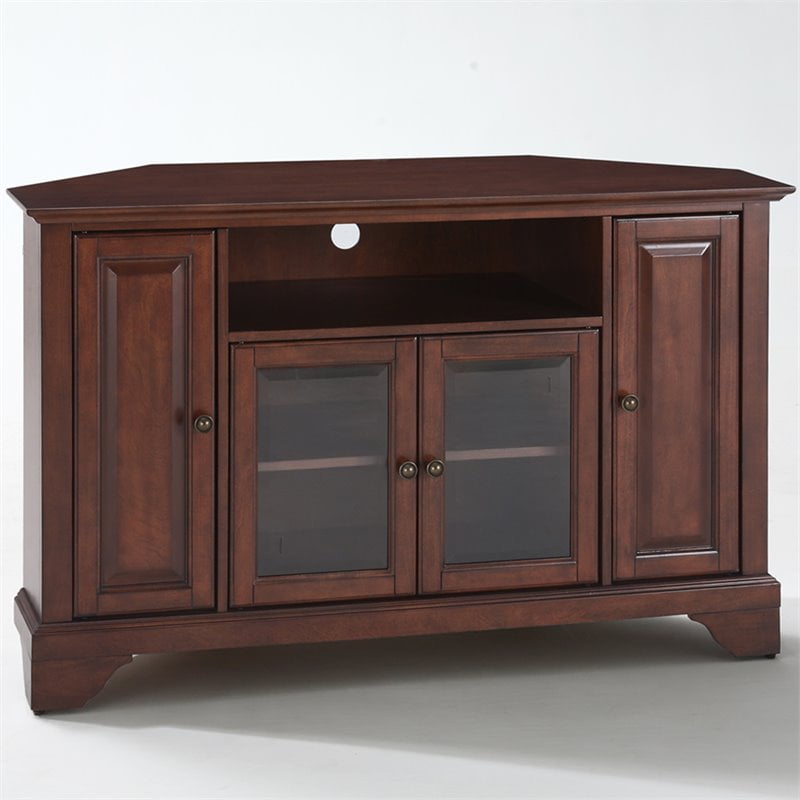 Crosley Furniture LaFayette 48 Wood Corner TV Stand in Mahogany