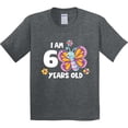 thumbnail image 3 of Inktastic I Am 6 Years Old Cute Smiling Butterfly with Flowers Youth T-Shirt, 3 of 5