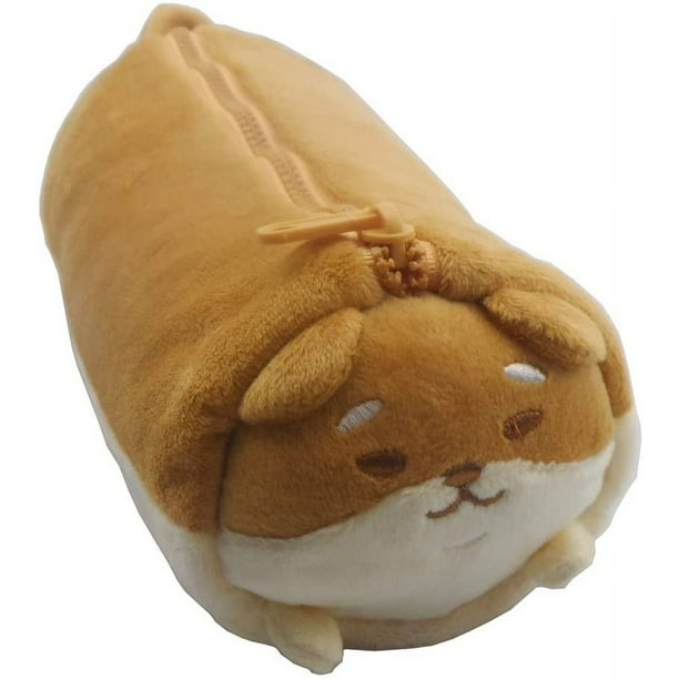 Estuche para lápices con diseño de animales de peluche y perro para adolescentes y neceser, 1 paquete, color marrón y blanco.